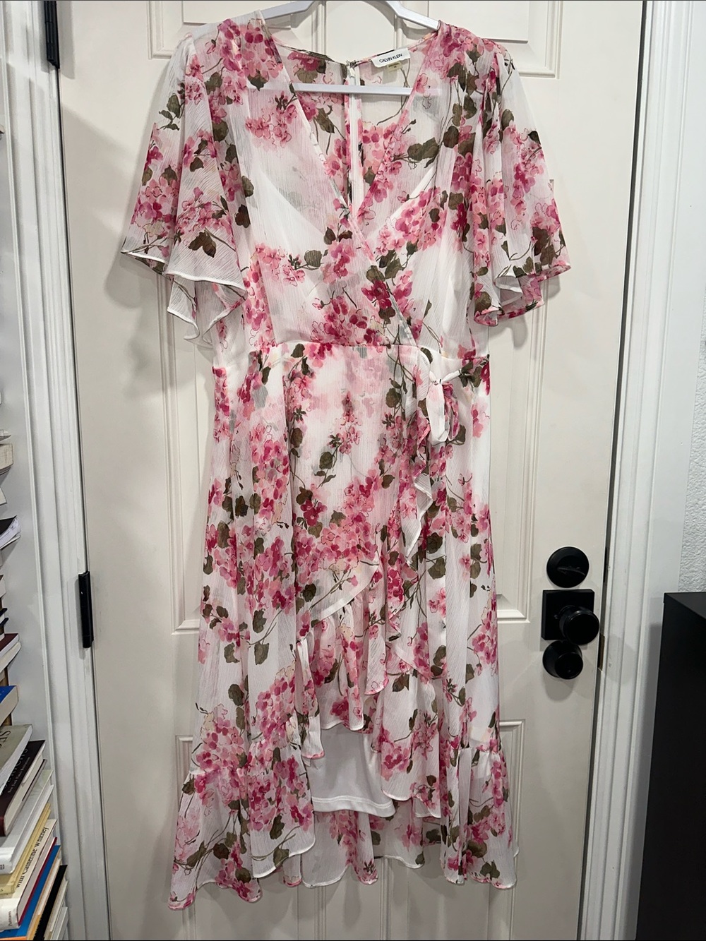Calvin Klein White Dress with Pink Floral Print